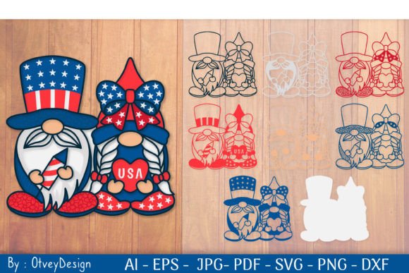 Celebrate Independence Day with 4th of July Gnome Patriotic Layered Designs