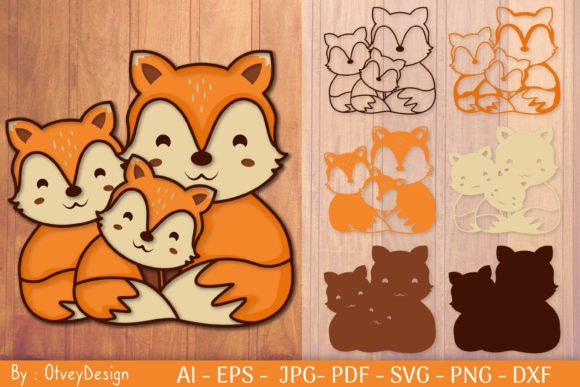 Crafting with Family Fox Layered Papercut SVG