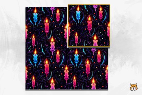 Lighting Up Your Designs with a Neon Christmas Candle Seamless Pattern