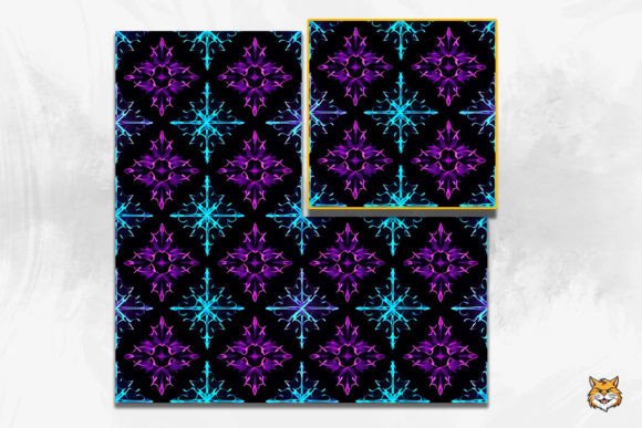 Neon Snowflake Seamless Pattern 1