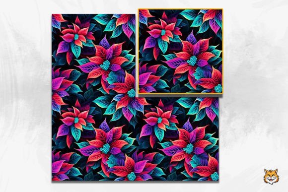 Transform Your Holiday Designs with the Vibrant Neon Poinsettia Seamless Pattern